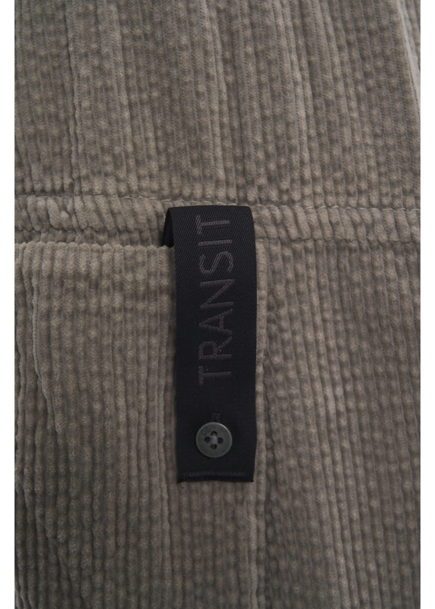 Pantaloni casual Transit gri din catifea reiata - Img 5