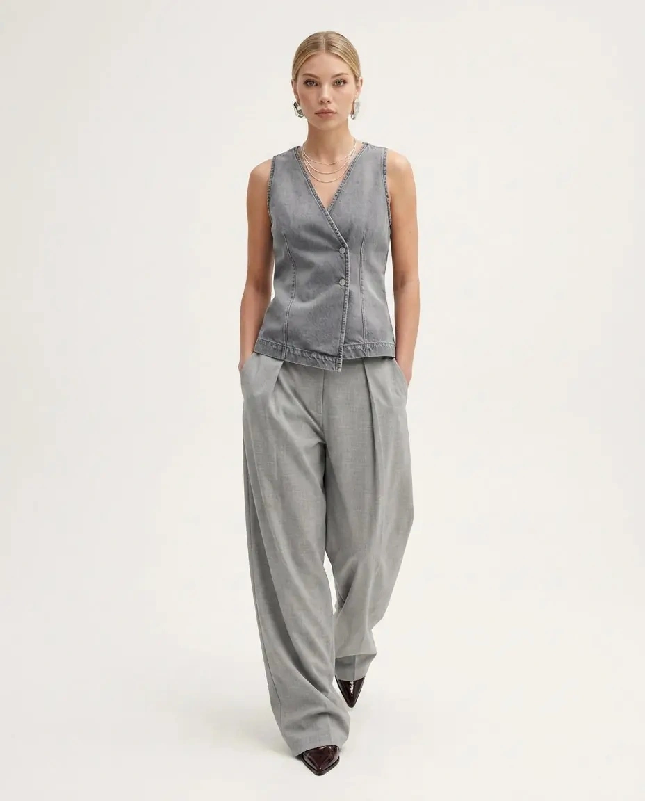 Pantaloni casual Won Hundred gri 'Lulu' - Img 3
