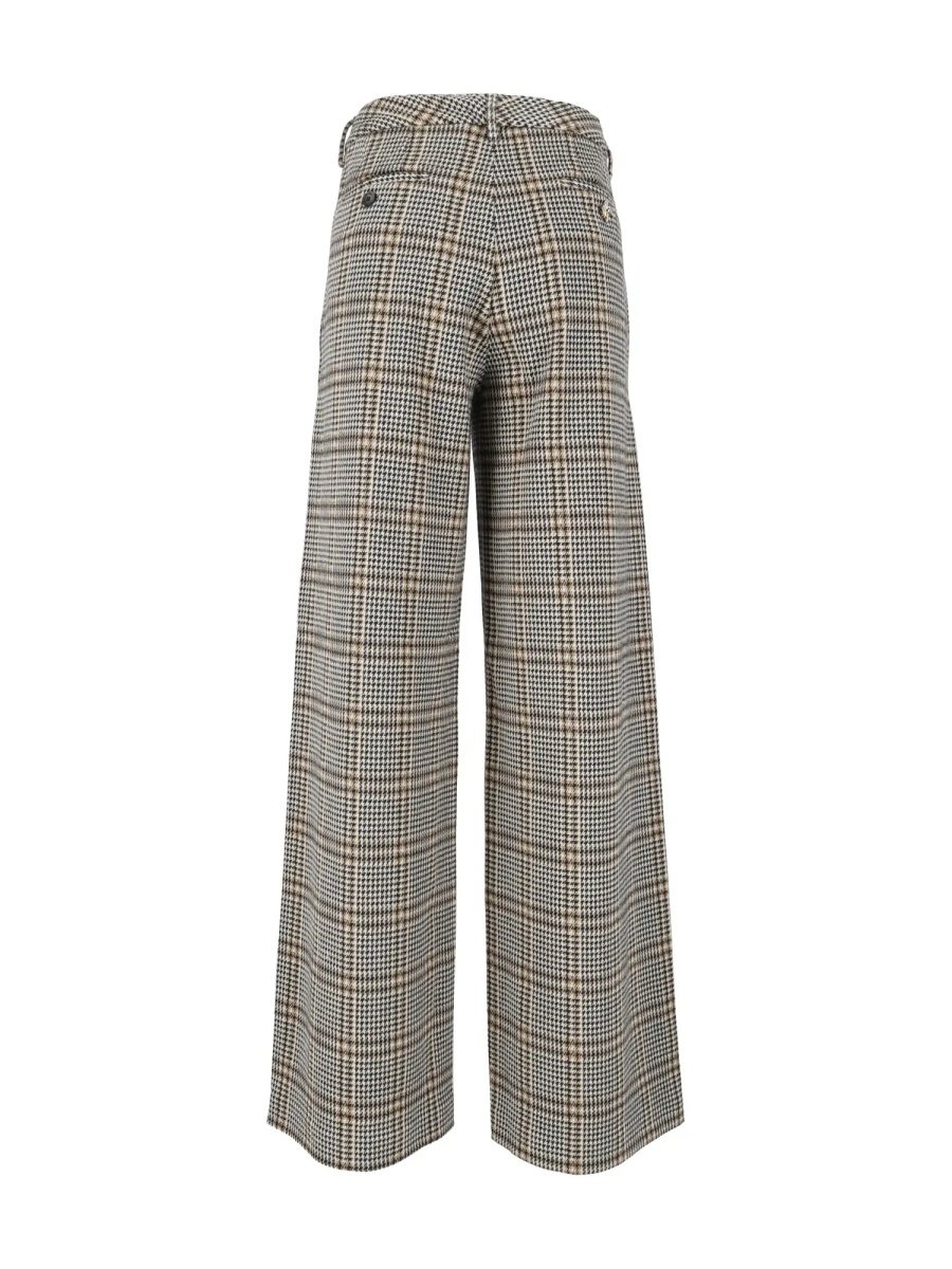Pantaloni CHECK JERSEY WIDE LEG PANTS WITH GOLD BUTTONS - Img 3