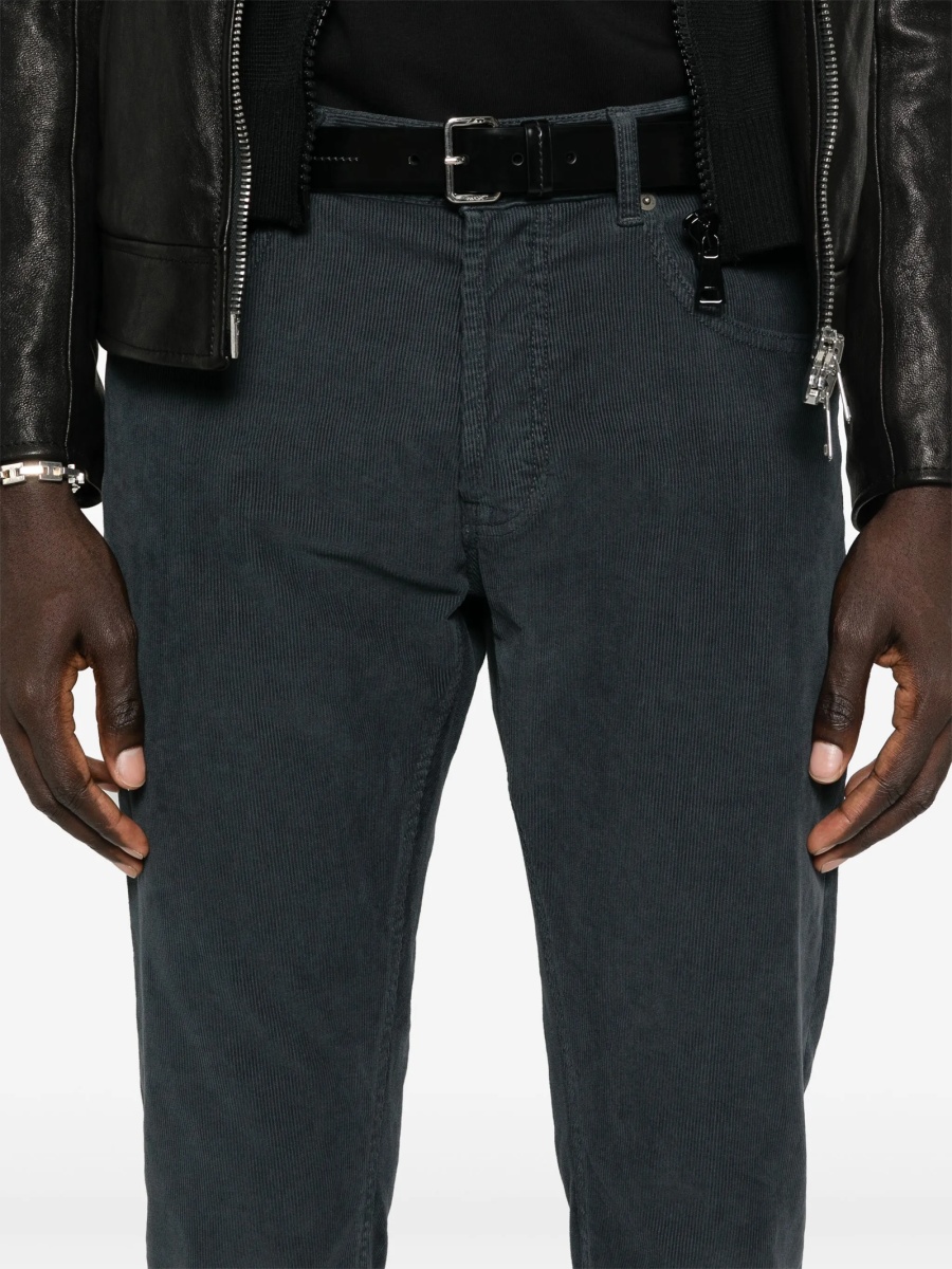 Pantaloni conici Dondup gri din bumbac si elastan - Img 5