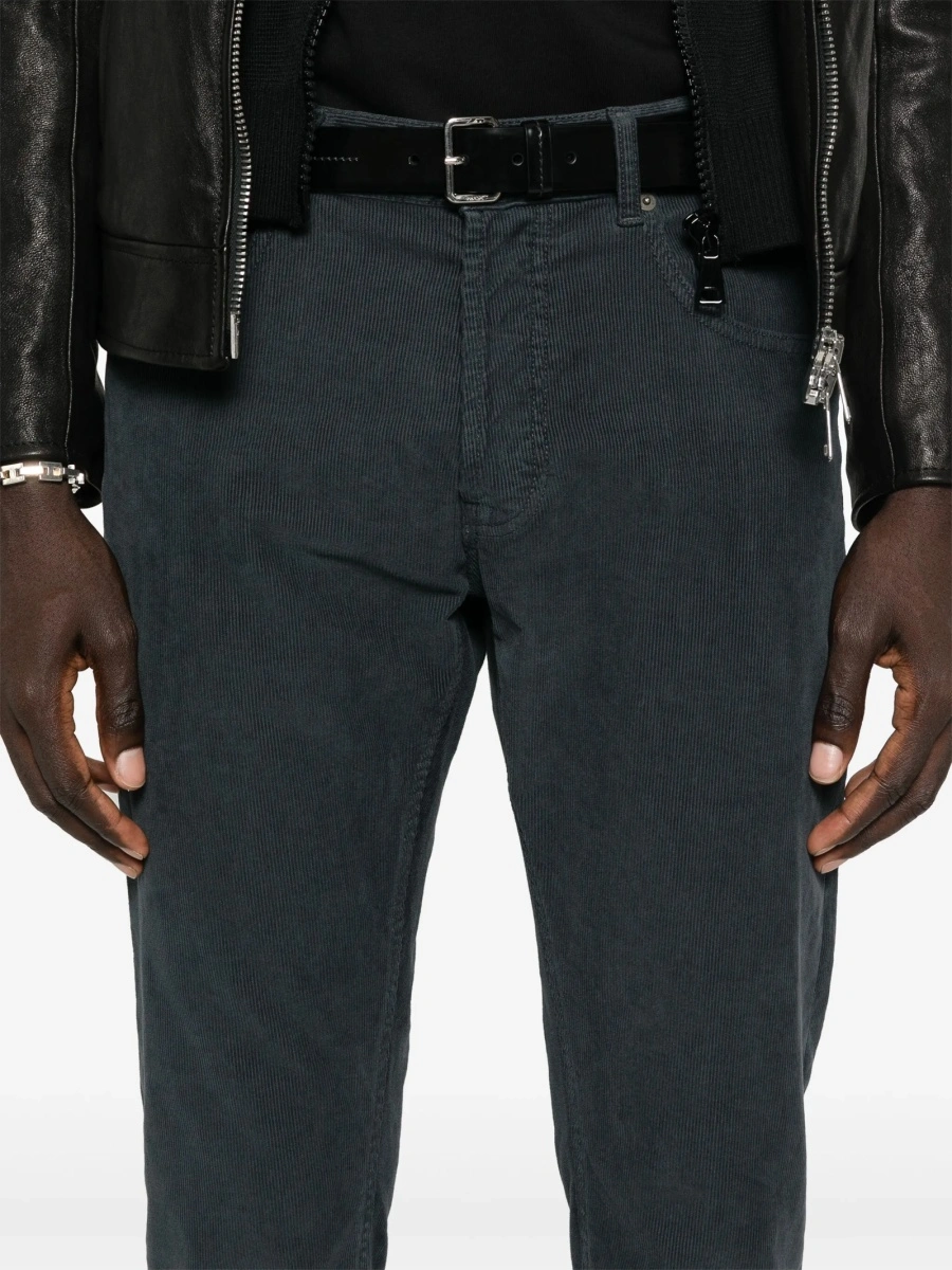 Pantaloni conici Dondup gri din bumbac si elastan - Img 5