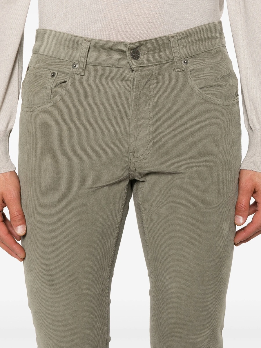 Pantaloni conici Dondup verzi din bumbac si spandex/elastan - Img 5