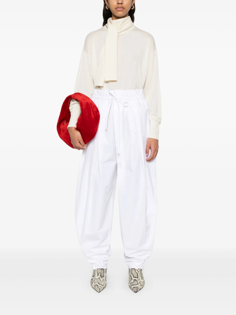 Pantaloni conici Jil Sander albi din bumbac - Img 2