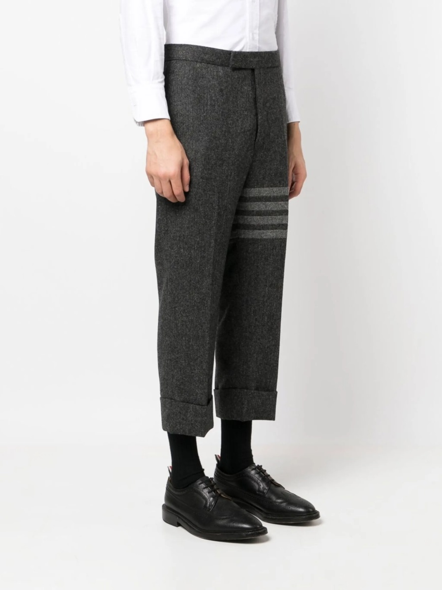 Pantaloni conici Thom Browne gri din lana - Img 3