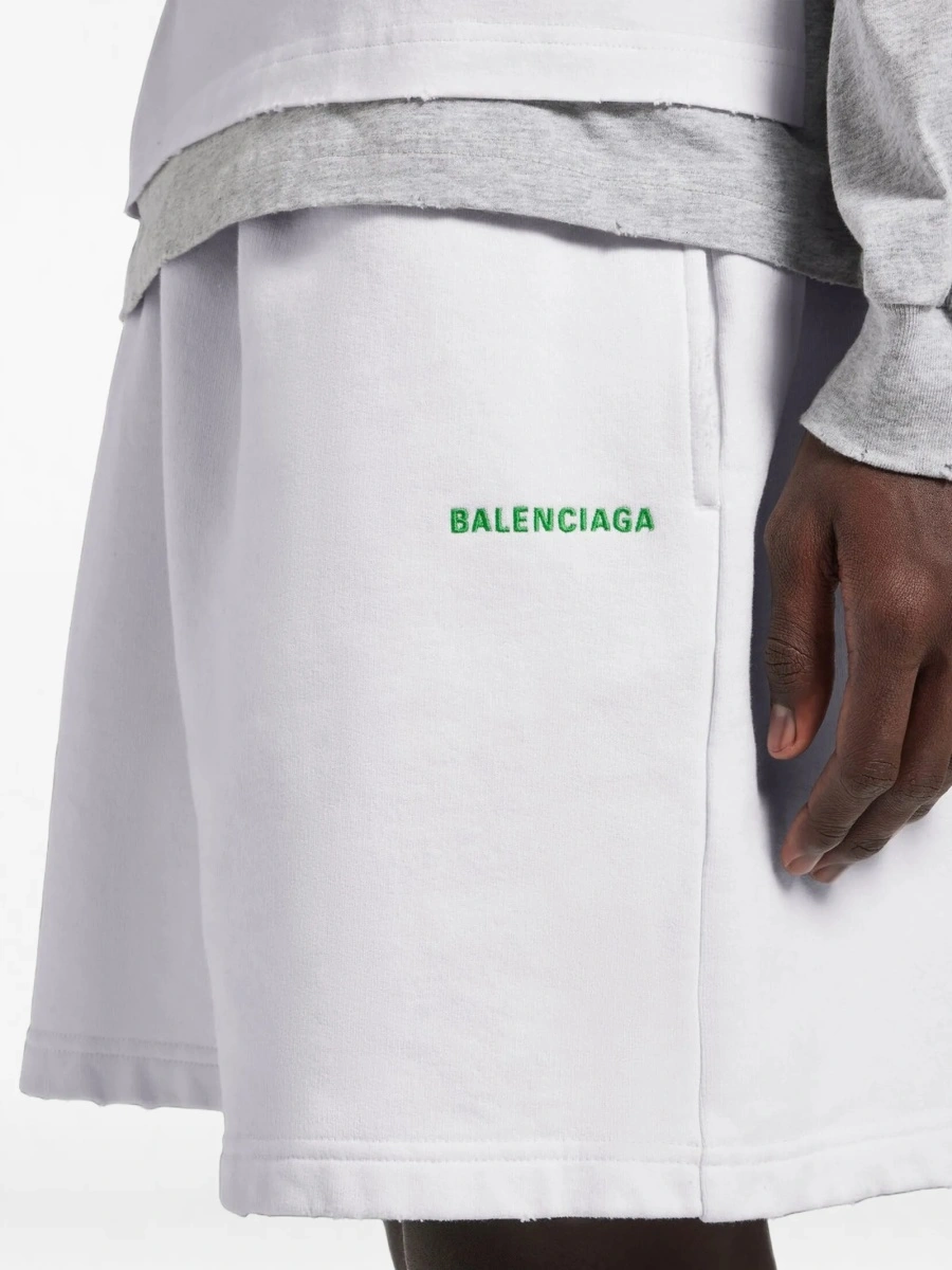Pantaloni de trening Balenciaga albi din bumbac - Img 3