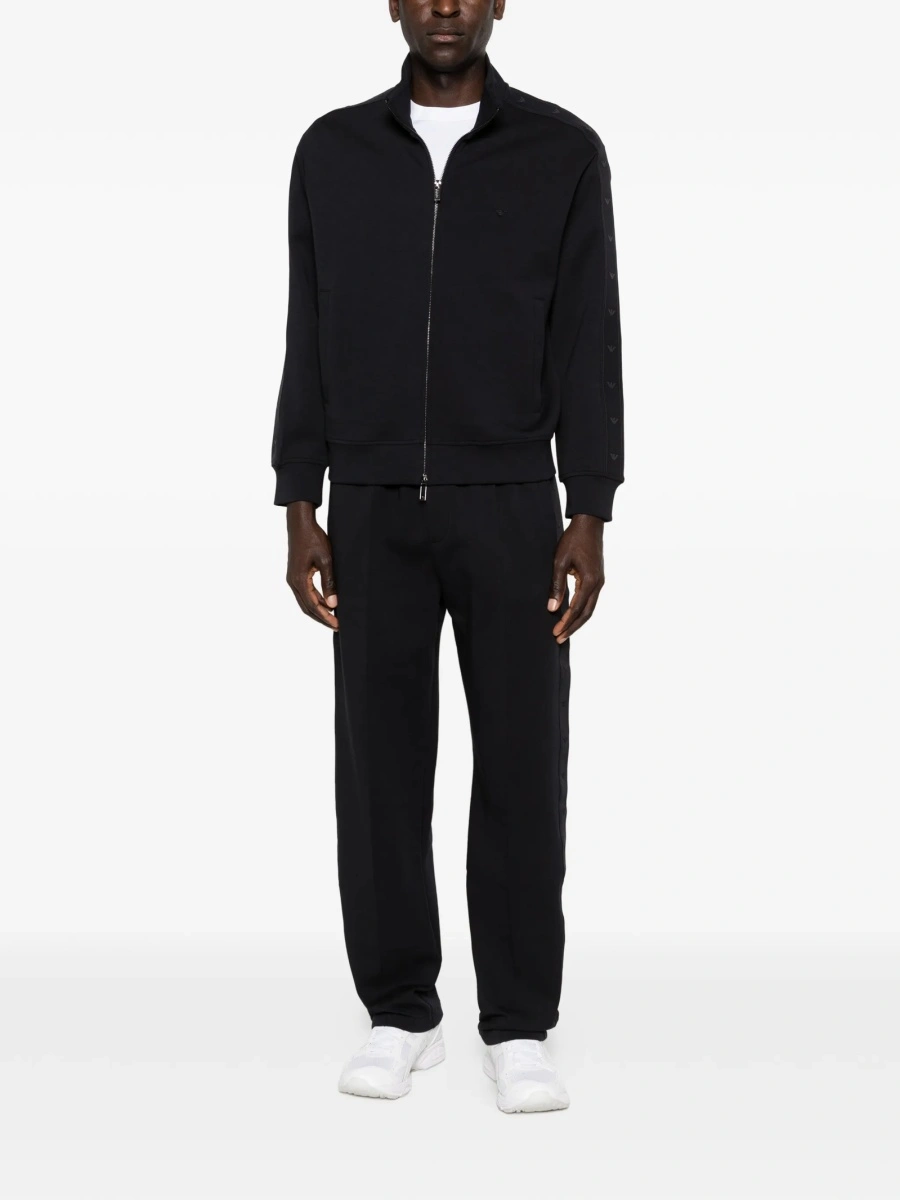 Pantaloni de trening Emporio Armani albastri din bumbac si polyester - Img 2
