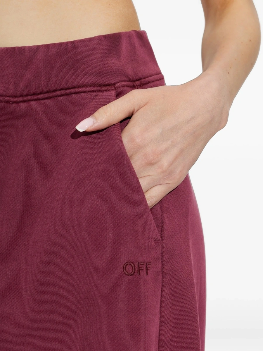 Pantaloni de trening Off-White rosii din bumbac - Img 5