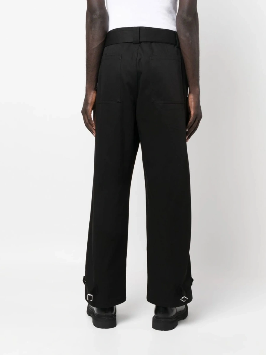 Pantaloni drepti Alexander McQueen negri din bumbac - Img 4
