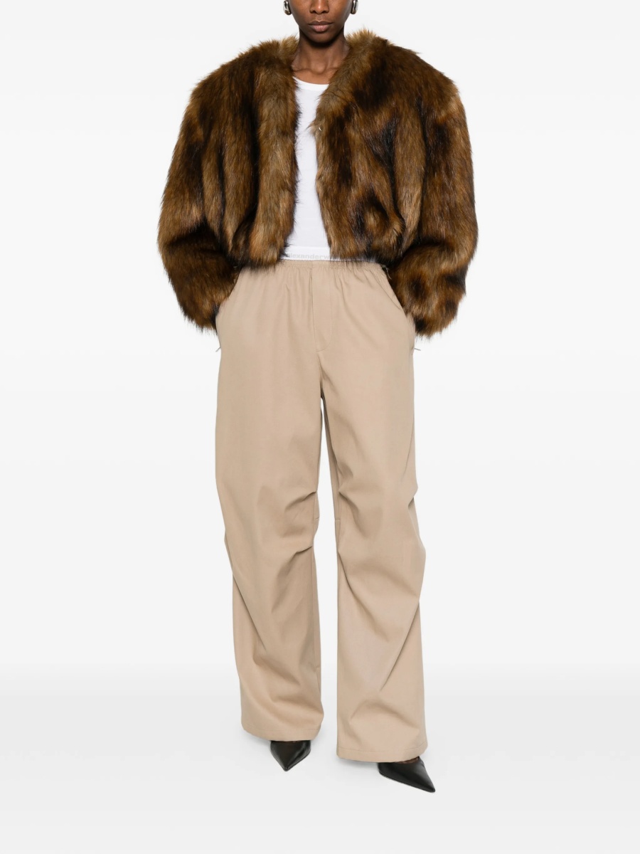 Pantaloni drepti Alexander Wang neutri din bumbac - Img 2