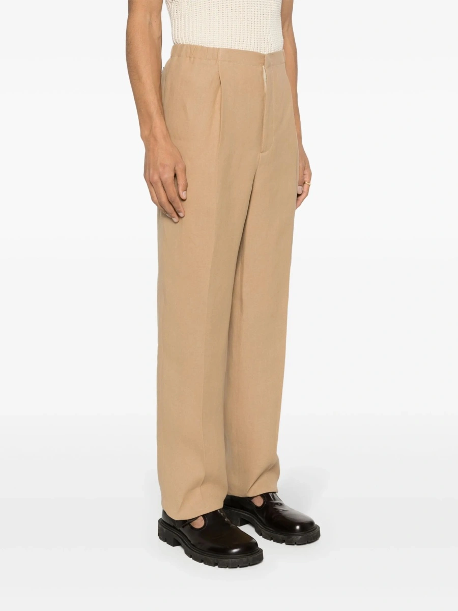 Pantaloni drepti Fendi neutri din hartie - Img 3