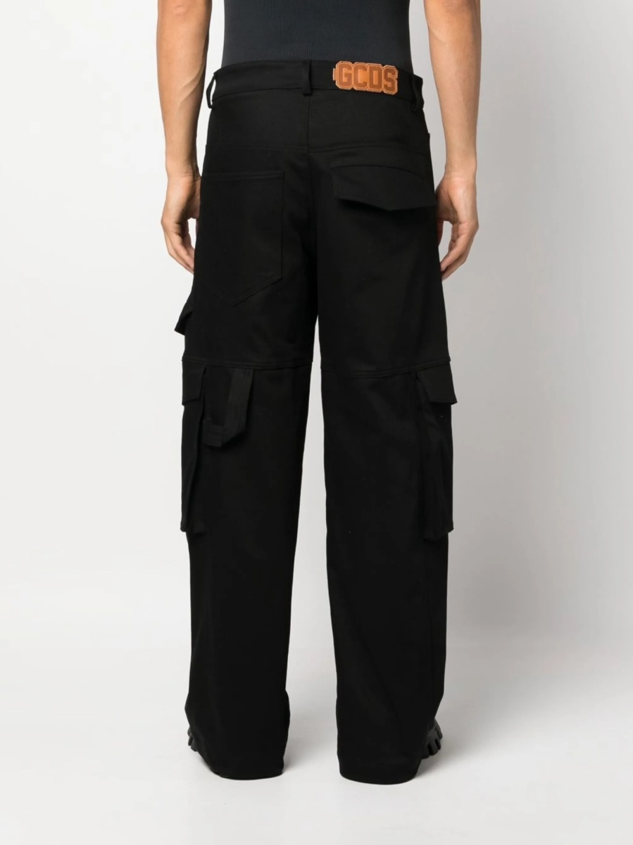 Pantaloni drepti GCDS negri din spandex/elastan si bumbac - Img 4