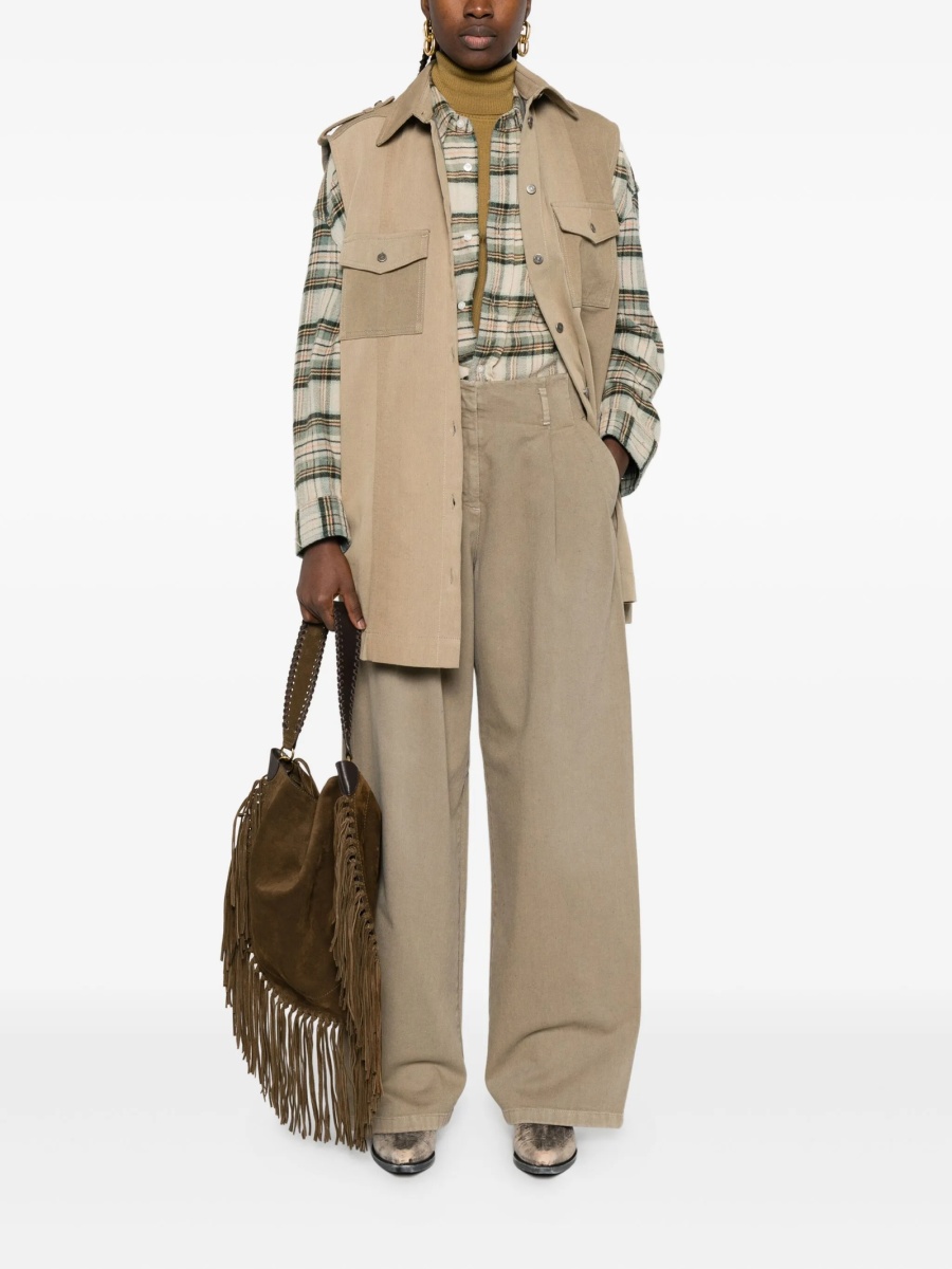 Pantaloni drepti Golden Goose verzi din bumbac si fibre - Img 2