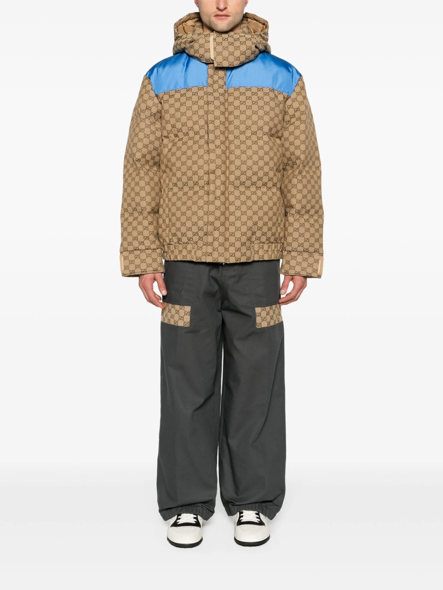 Pantaloni drepti Gucci gri din bumbac - Img 2