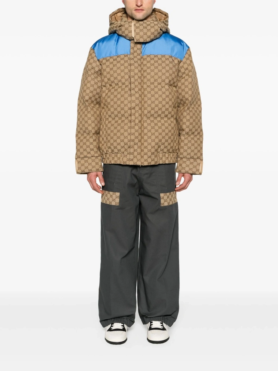 Pantaloni drepti Gucci gri din bumbac - Img 2