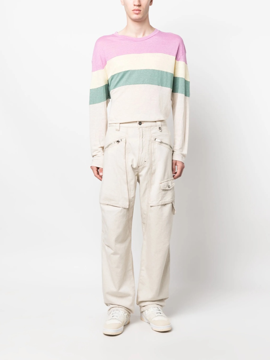 Pantaloni drepti Isabel Marant neutri din canepa si bumbac - Img 2