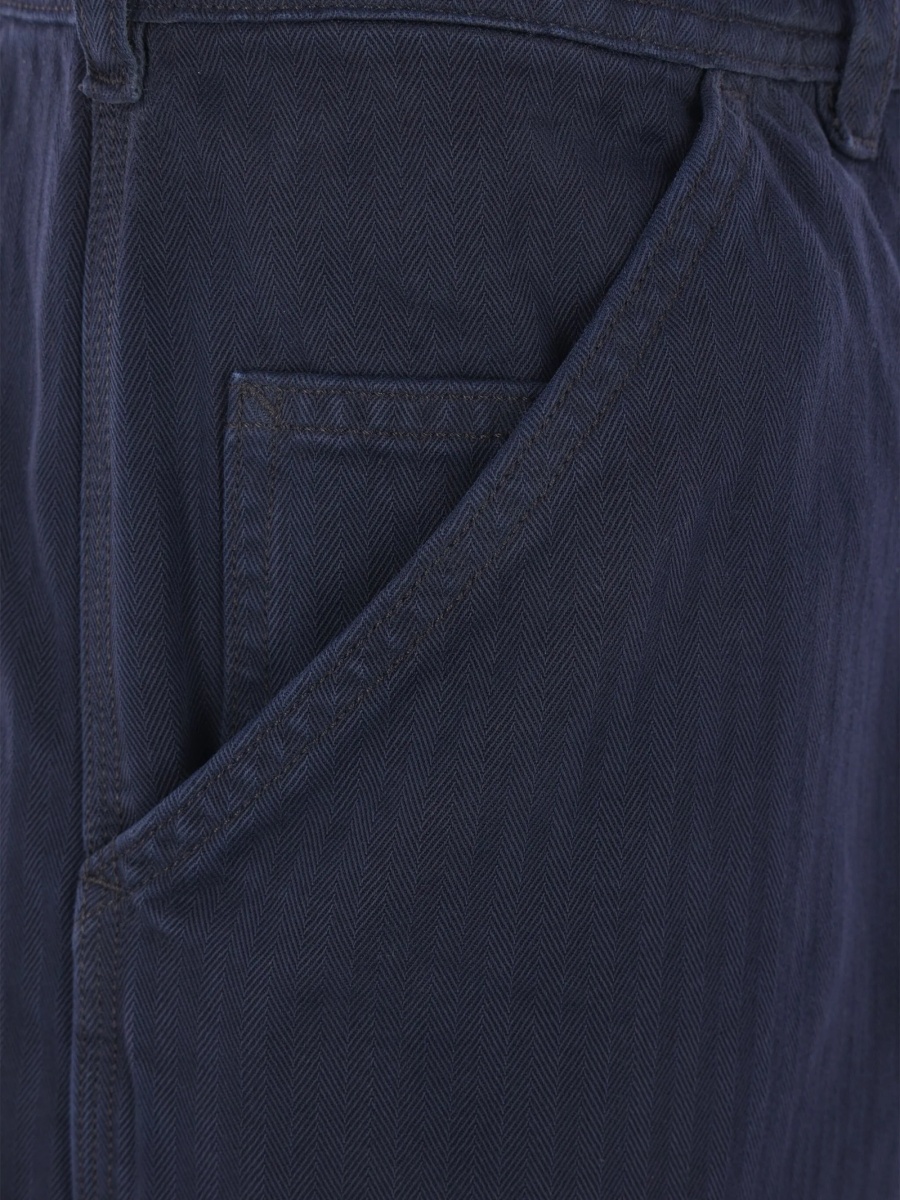 Pantaloni drepti Maison Margiela albastri din bumbac - Img 4