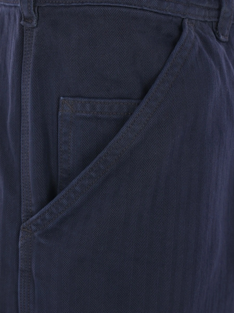 Pantaloni drepti Maison Margiela albastri din bumbac - Img 4