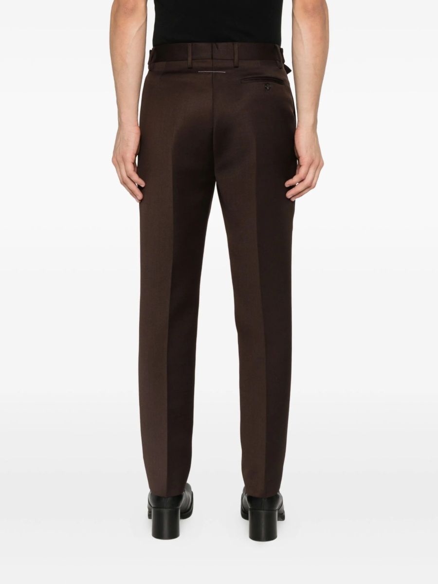 Pantaloni drepti MM6 Maison Margiela maro din lana si polyester - Img 4