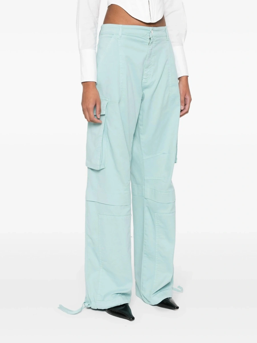 Pantaloni drepti MOSCHINO JEANS albastri din bumbac si elastan - Img 3
