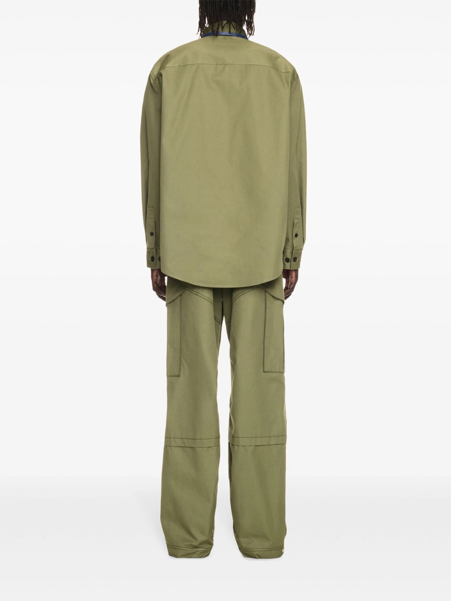 Pantaloni drepti Off-White verzi din bumbac organic - Img 4
