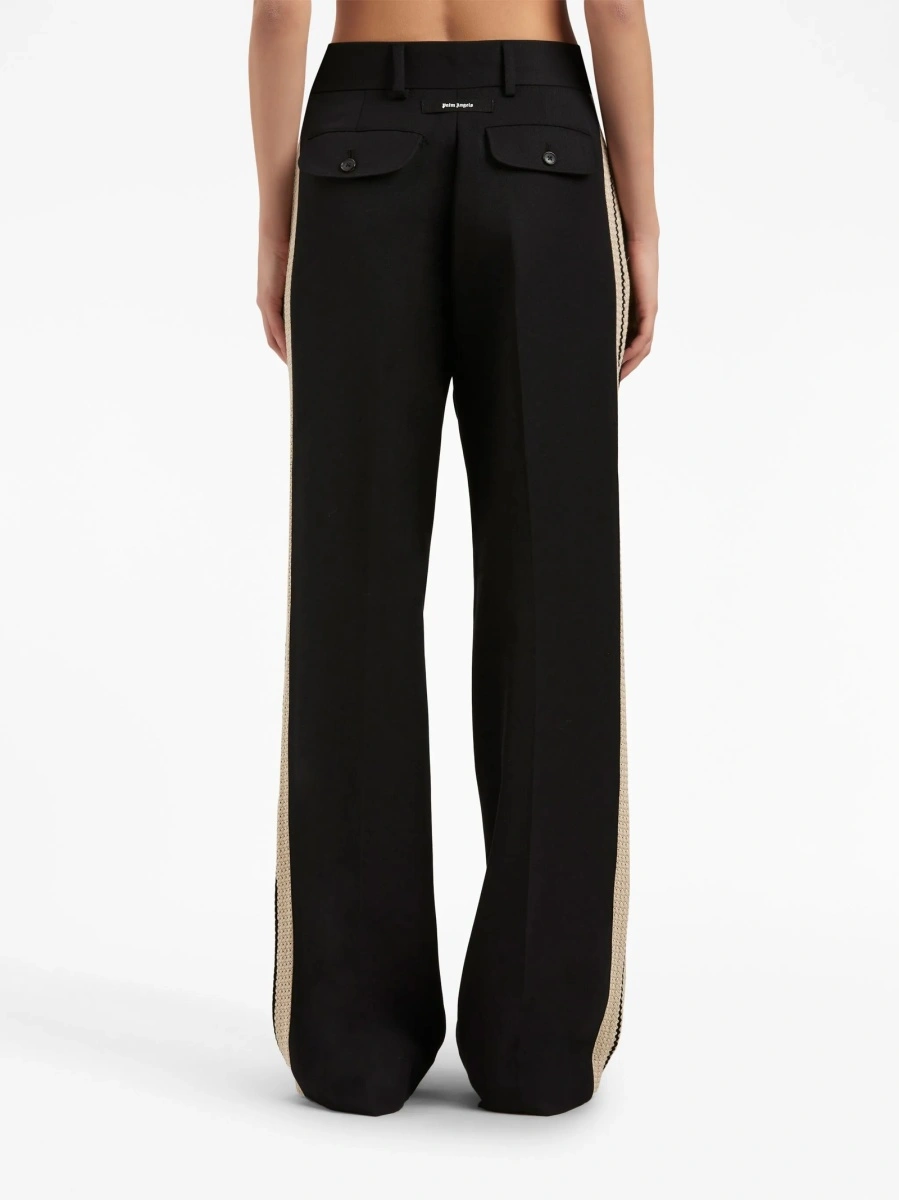 Pantaloni drepti Palm Angels negri din polyester si lana - Img 5