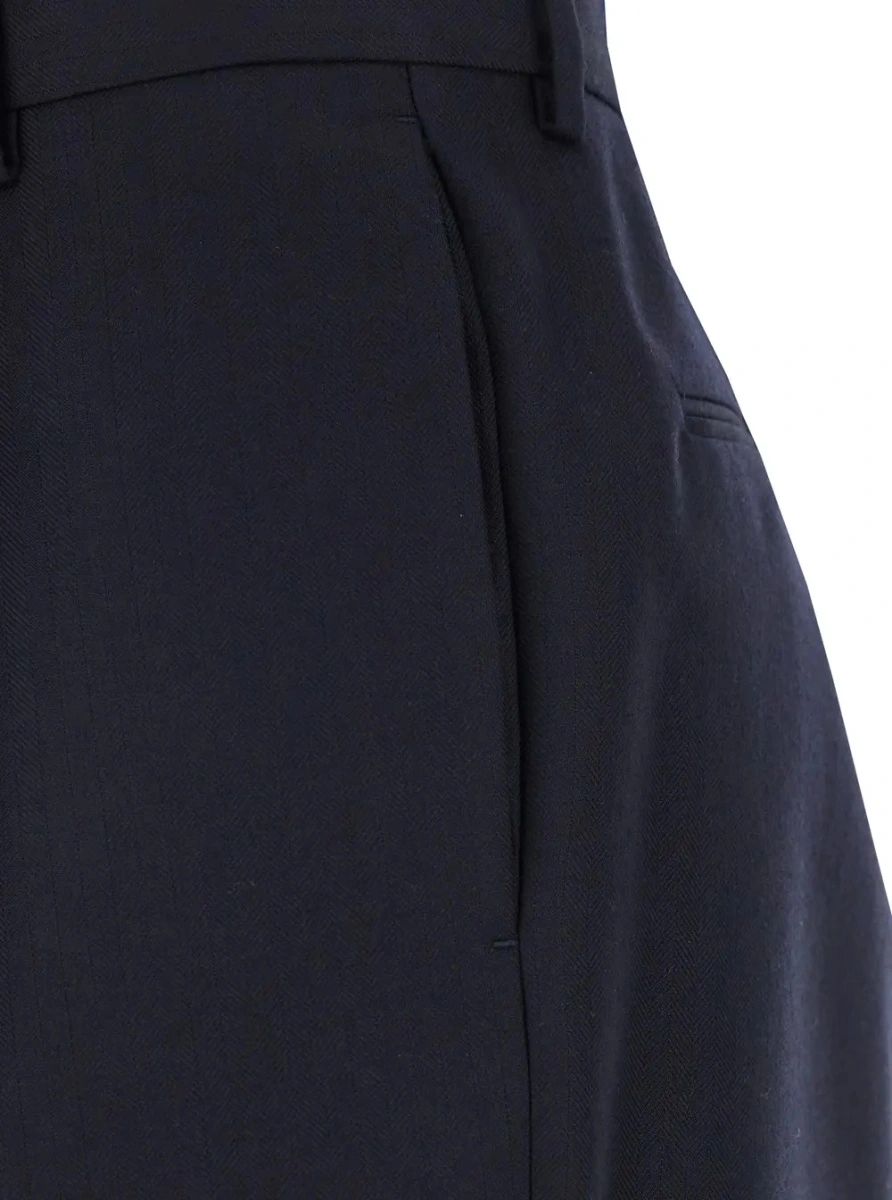 Pantaloni Dries Van Noten albastri din lana 'Portias' - Img 3
