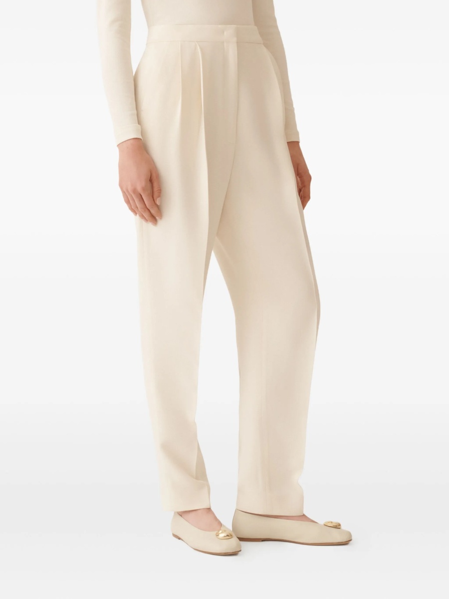 Pantaloni eleganti Fabiana Filippi albi din acetat si vascoza - Img 3