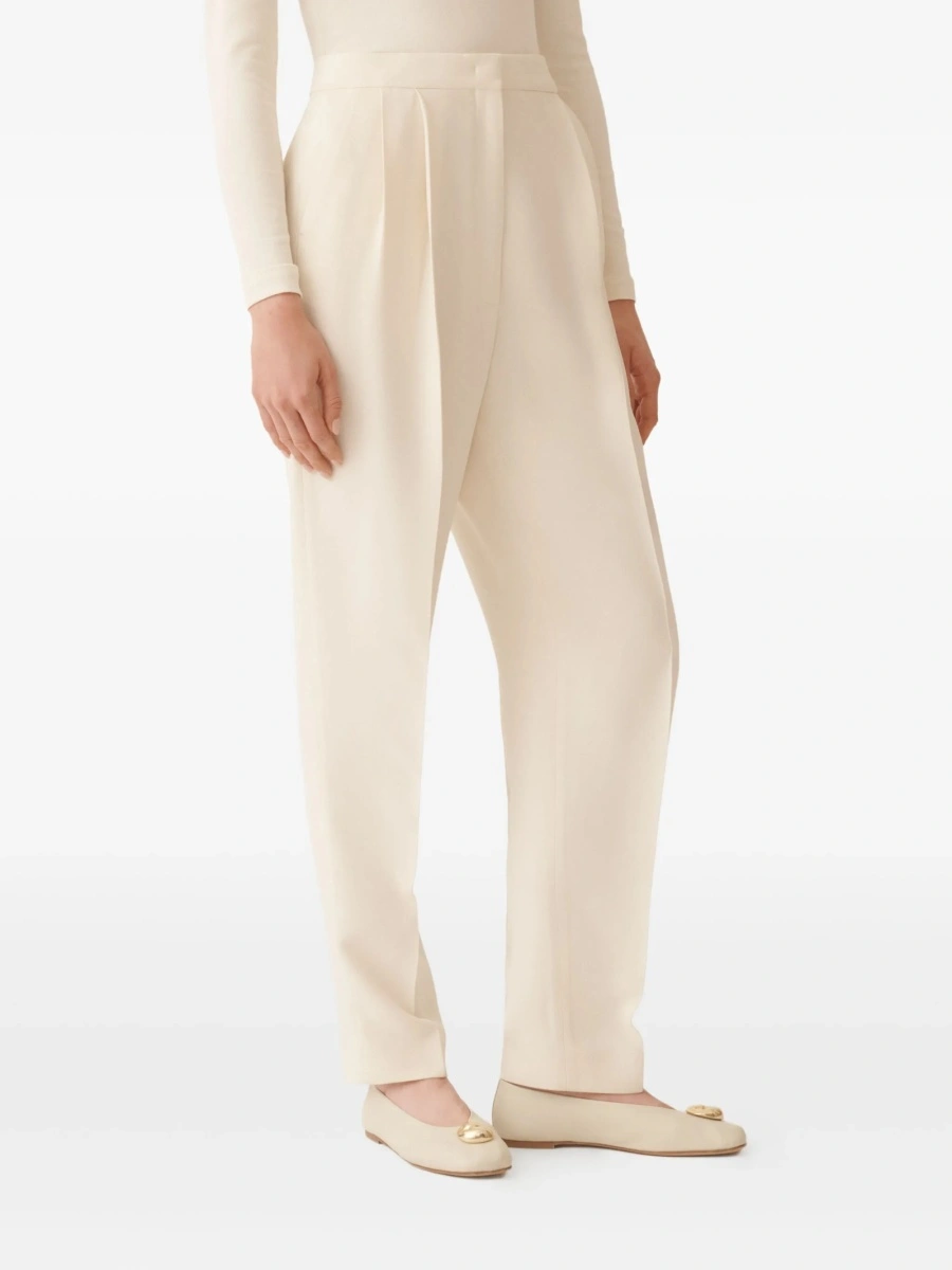 Pantaloni eleganti Fabiana Filippi albi din acetat si vascoza - Img 3