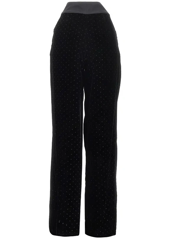 Pantaloni Emporio Armani negri din catifea si lurex - Img 3