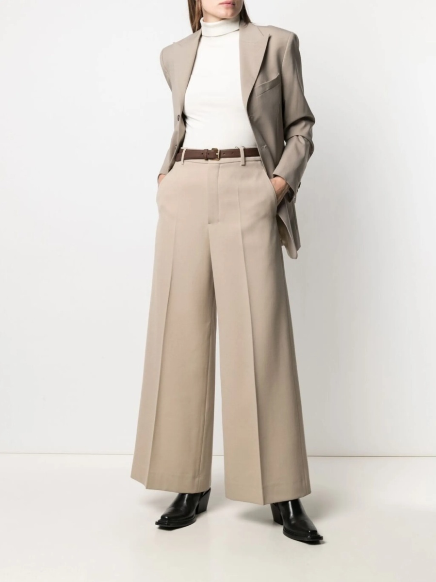 Pantaloni evazati AMI Paris neutri din lana - Img 2