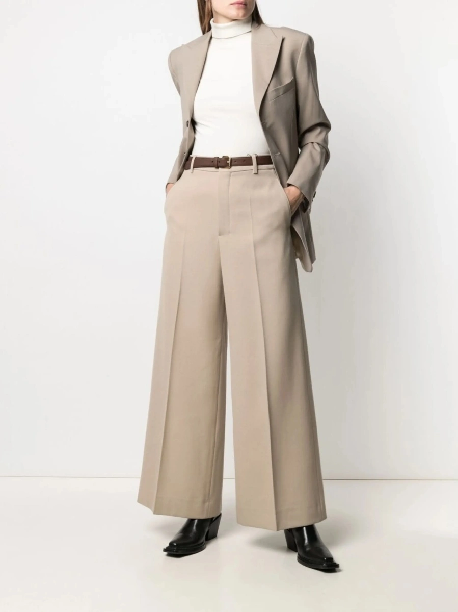 Pantaloni evazati AMI Paris neutri din lana - Img 2