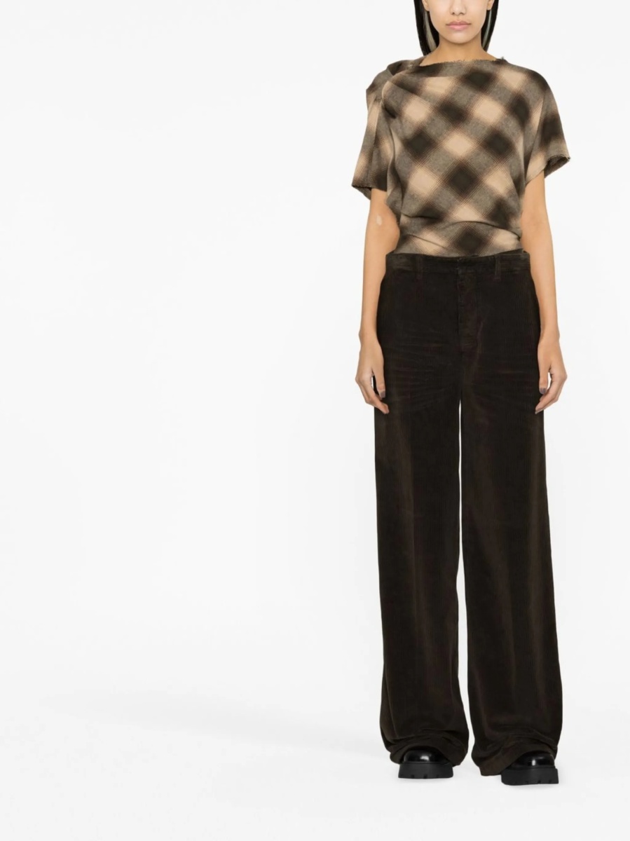 Pantaloni evazati DSQUARED2 maro din bumbac si spandex/elastan - Img 2