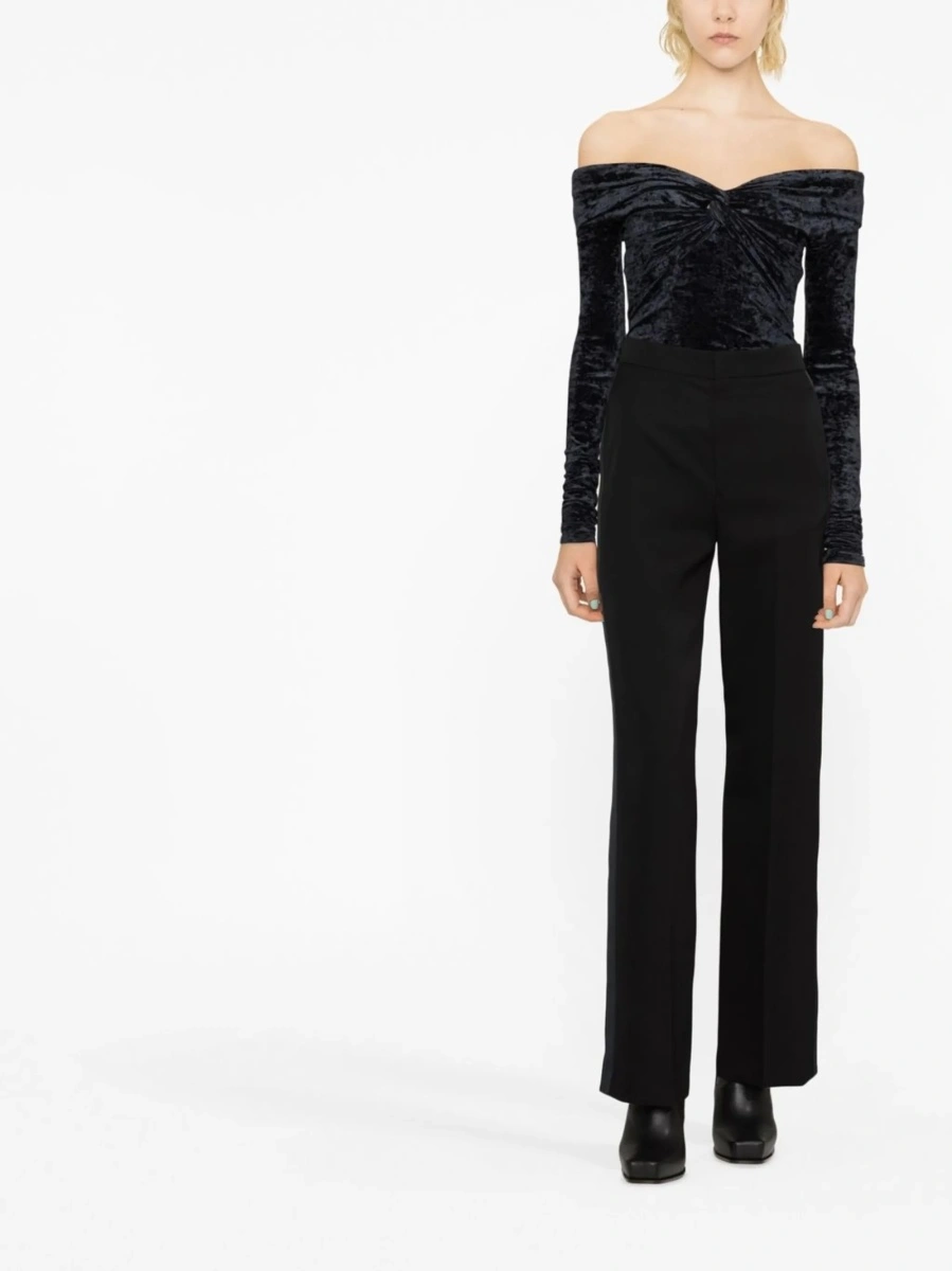 Pantaloni evazati Isabel Marant negri din lana si polyester - Img 2