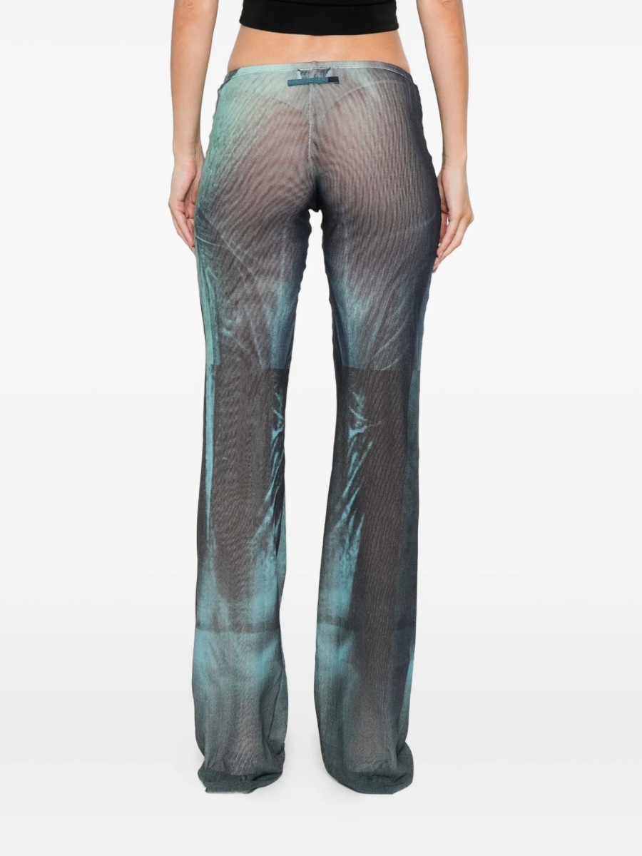 Pantaloni evazati Jean Paul Gaultier albastri din poliamida - Img 4