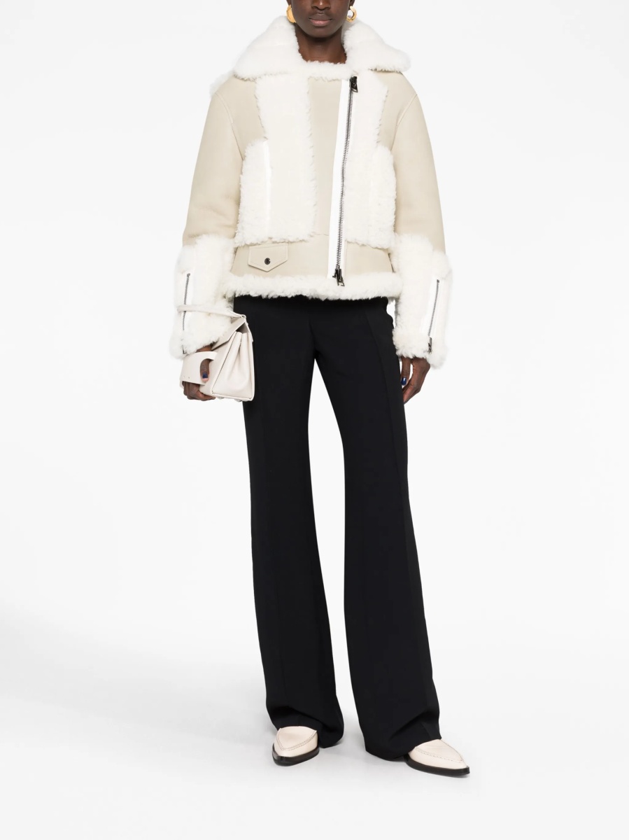Pantaloni evazati Jil Sander negri din vascoza si acetat - Img 2