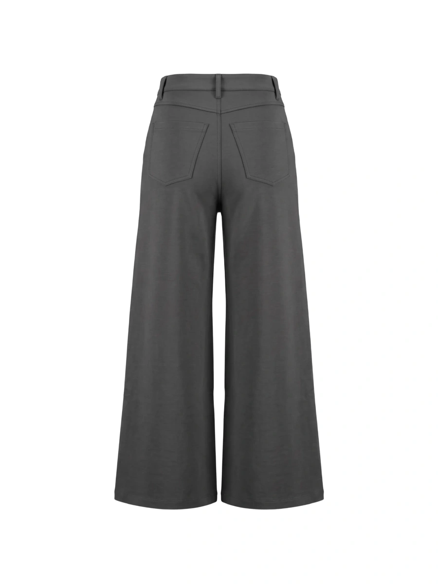 Pantaloni evazati Max Mara gri din material textil - Img 2