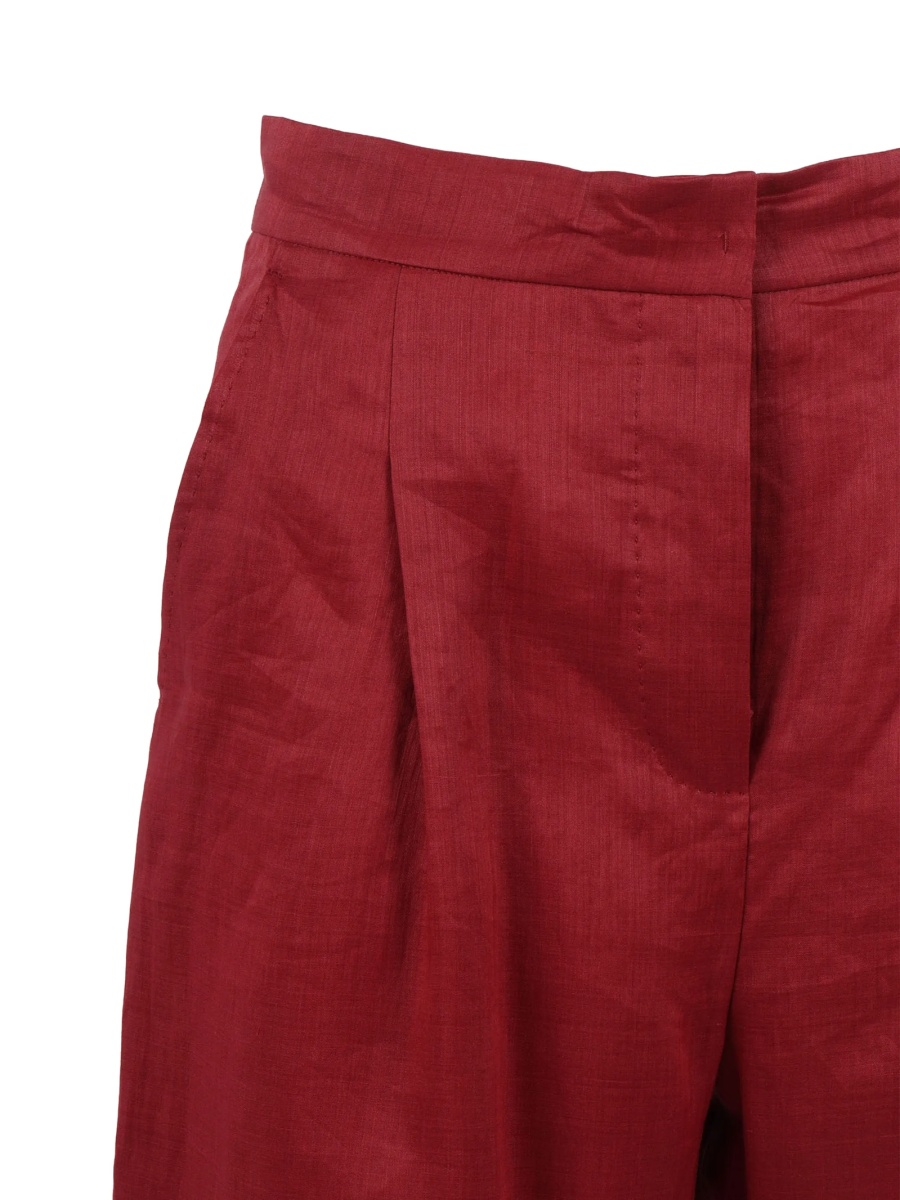 Pantaloni evazati MaxMara Studio rosii din ramie - Img 3
