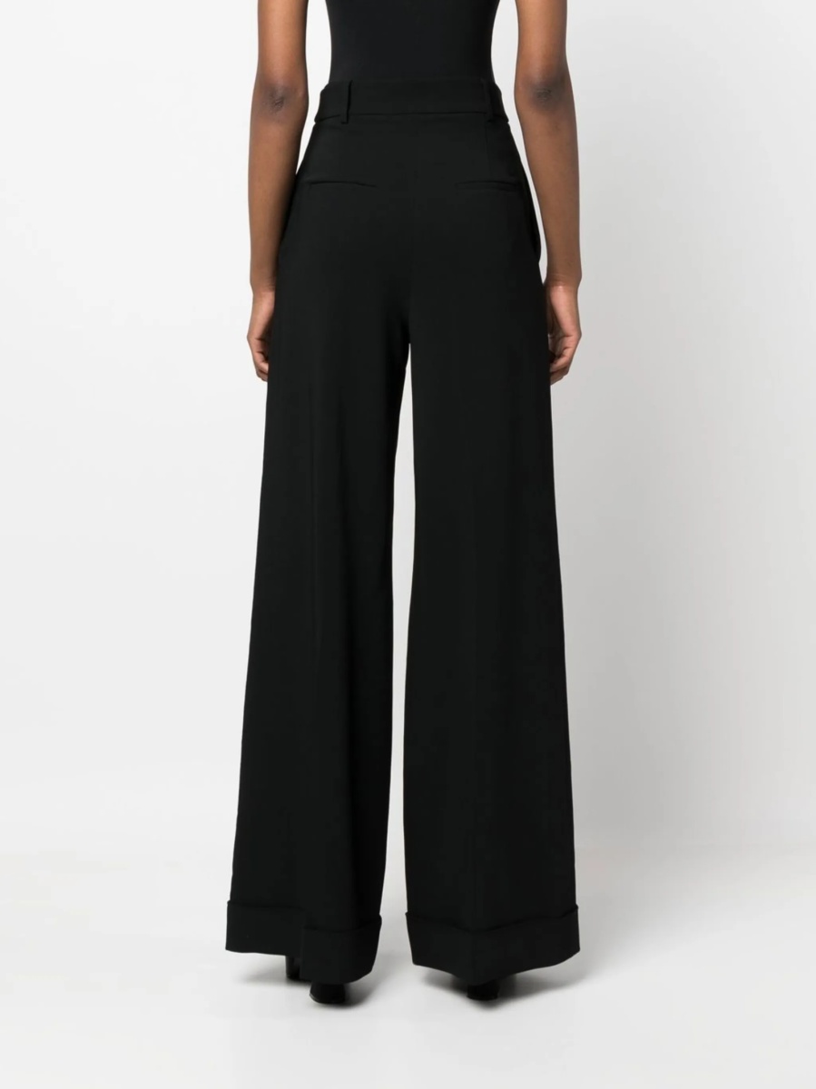 Pantaloni evazati Moschino negri din vascoza si elastan - Img 4
