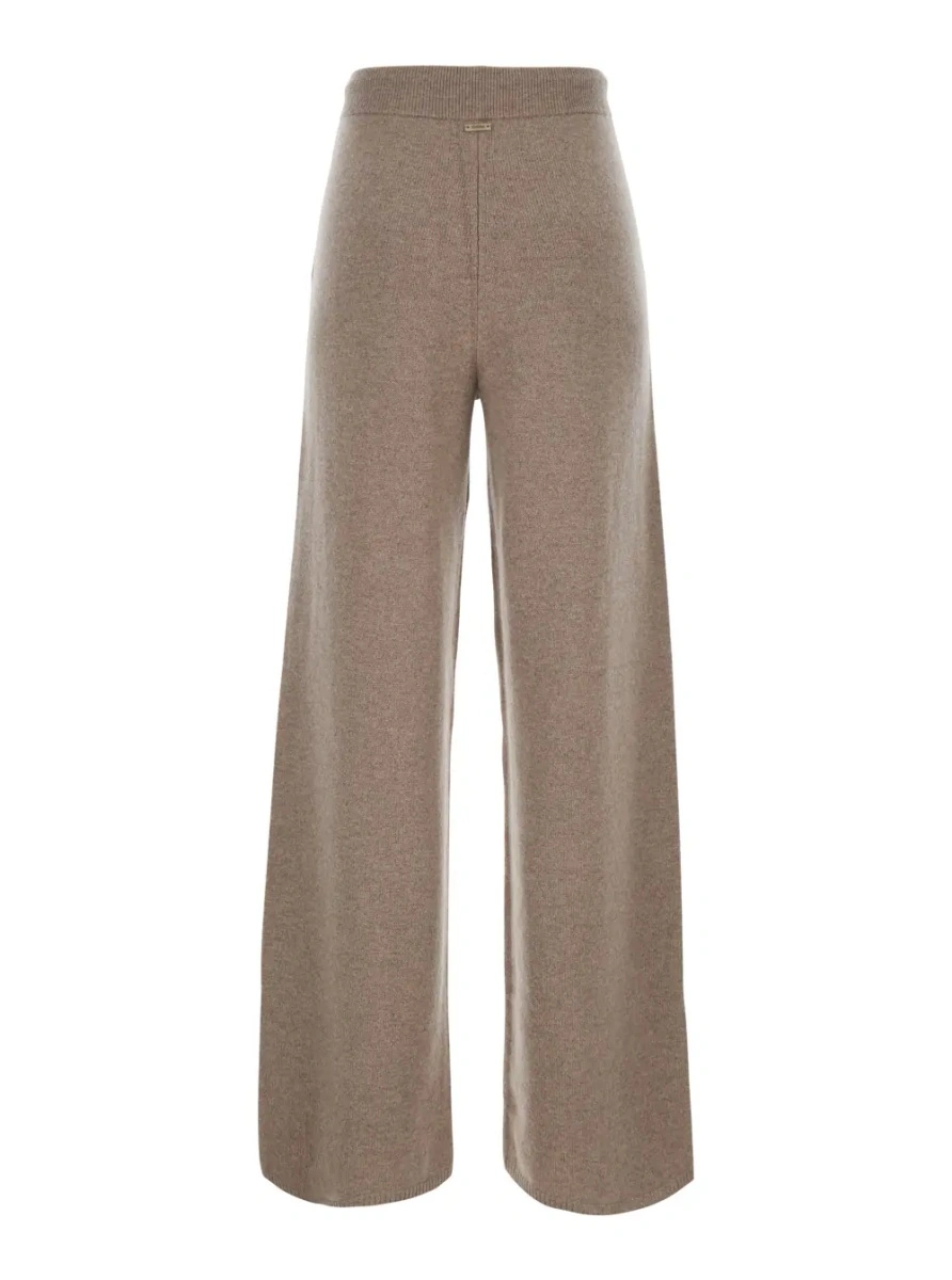 Pantaloni 'FIABE' Beige trousers with pockets and elasticated waist in cashmere women - Img 2