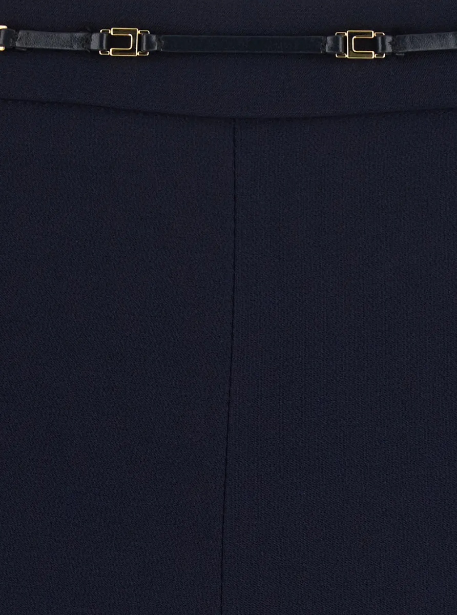 Pantaloni Flare Pants with Elegant Details and Blue Crepe Fabric - Img 3
