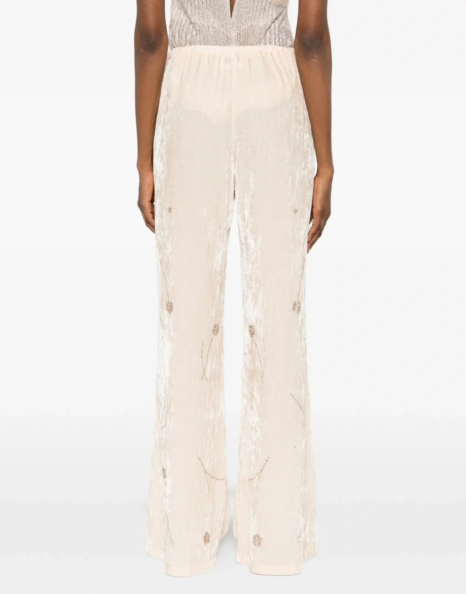 Pantaloni Fleurs d’Orient embroidered crushed velvet Pants - Img 6
