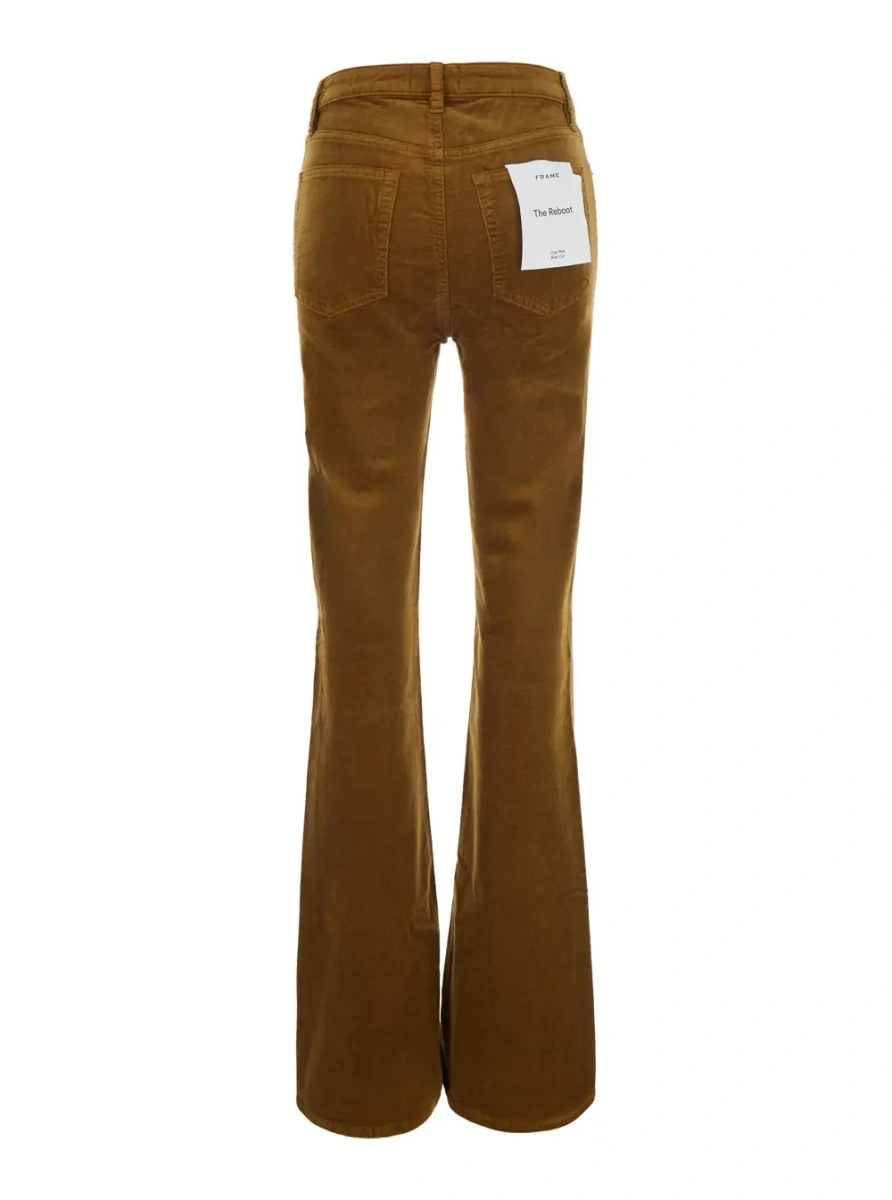 Pantaloni FRAME bej din catifea reiata - Img 2