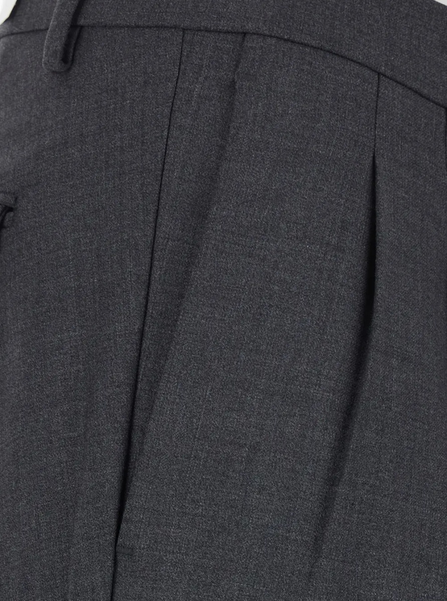 Pantaloni Gray Pants with Cuff Hem and Double Pleat on the Front in Wool Blend for Men - Img 3