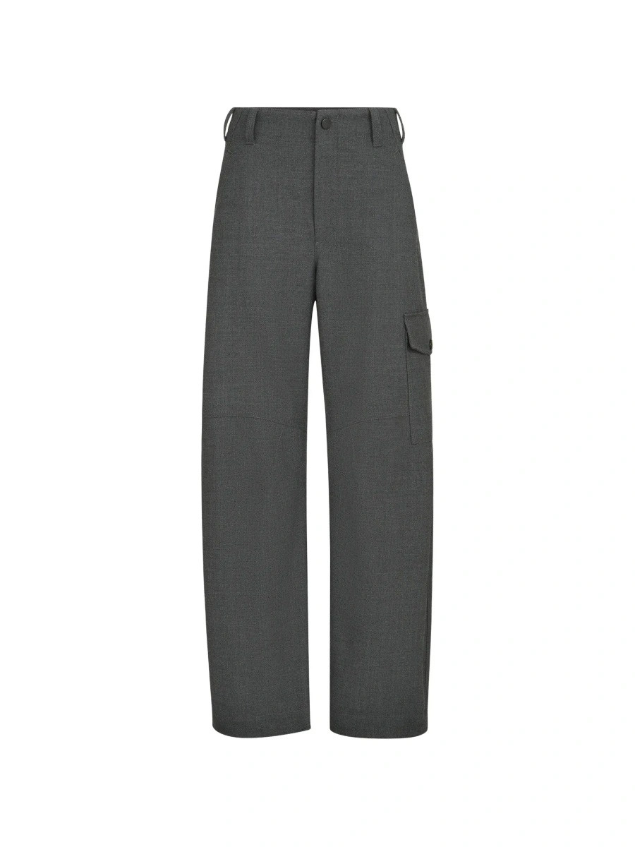 Pantaloni Grey Pants with one front patch flap pocket in wool for women - Img 8