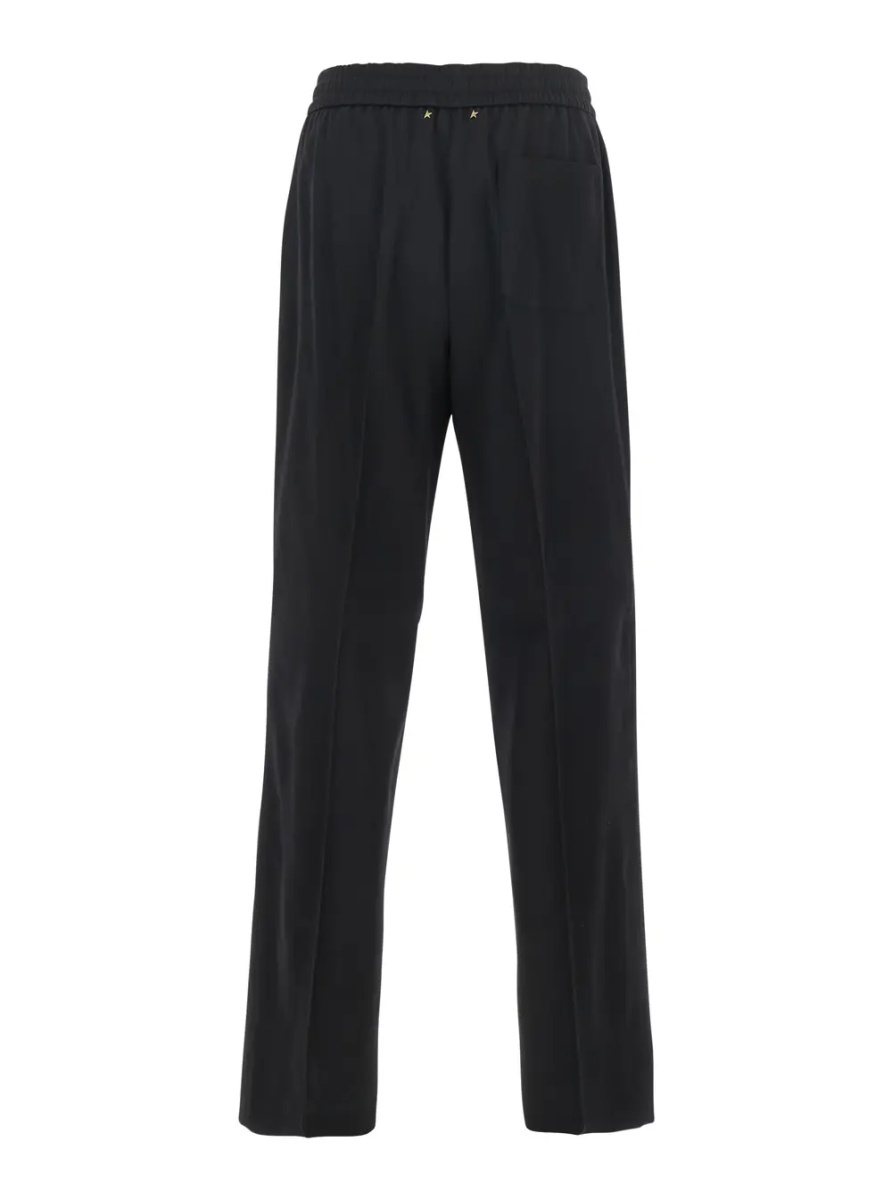 Pantaloni Joggers with pockets and ribbed hems in black Virgin wool for men - Img 2