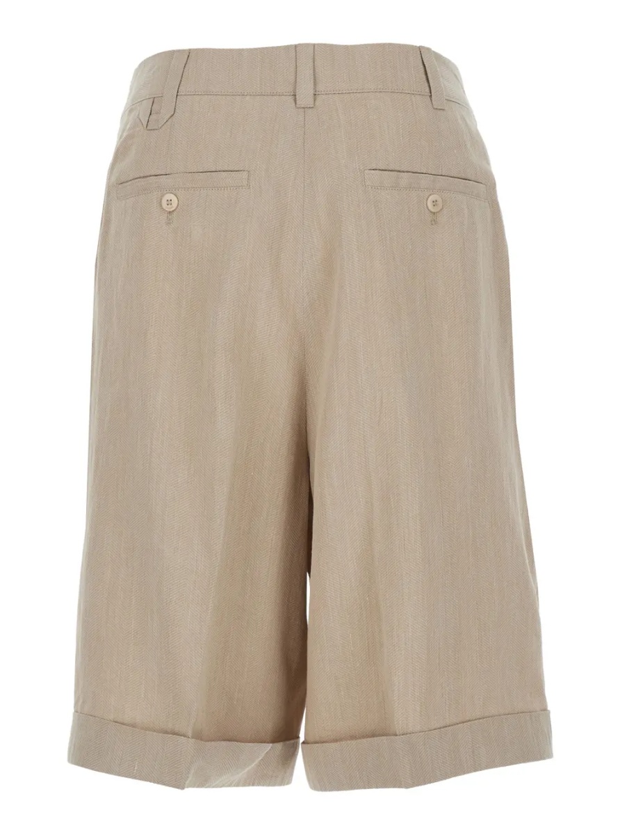 Pantaloni 'Le Short Pastro' Beige Shorts with Turn-Up Hem in Linen Blend for Men - Img 2
