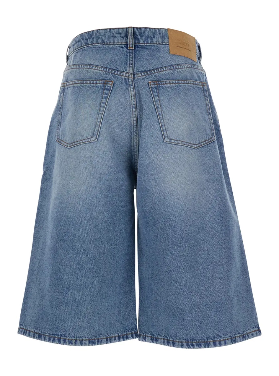 Pantaloni Light Blue High-Waisted Bermuda Shorts with Side Pockets In Denim for Men - Img 2