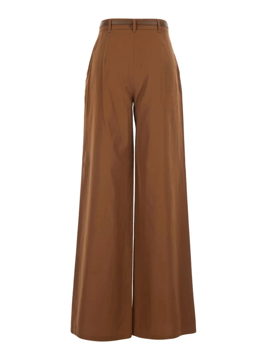 Pantaloni MaxMara Studio maro din bumbac - Img 2