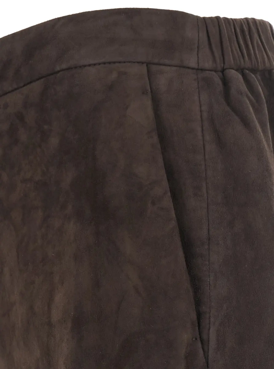 Pantaloni Men's brown lamb suede trousers - Img 3