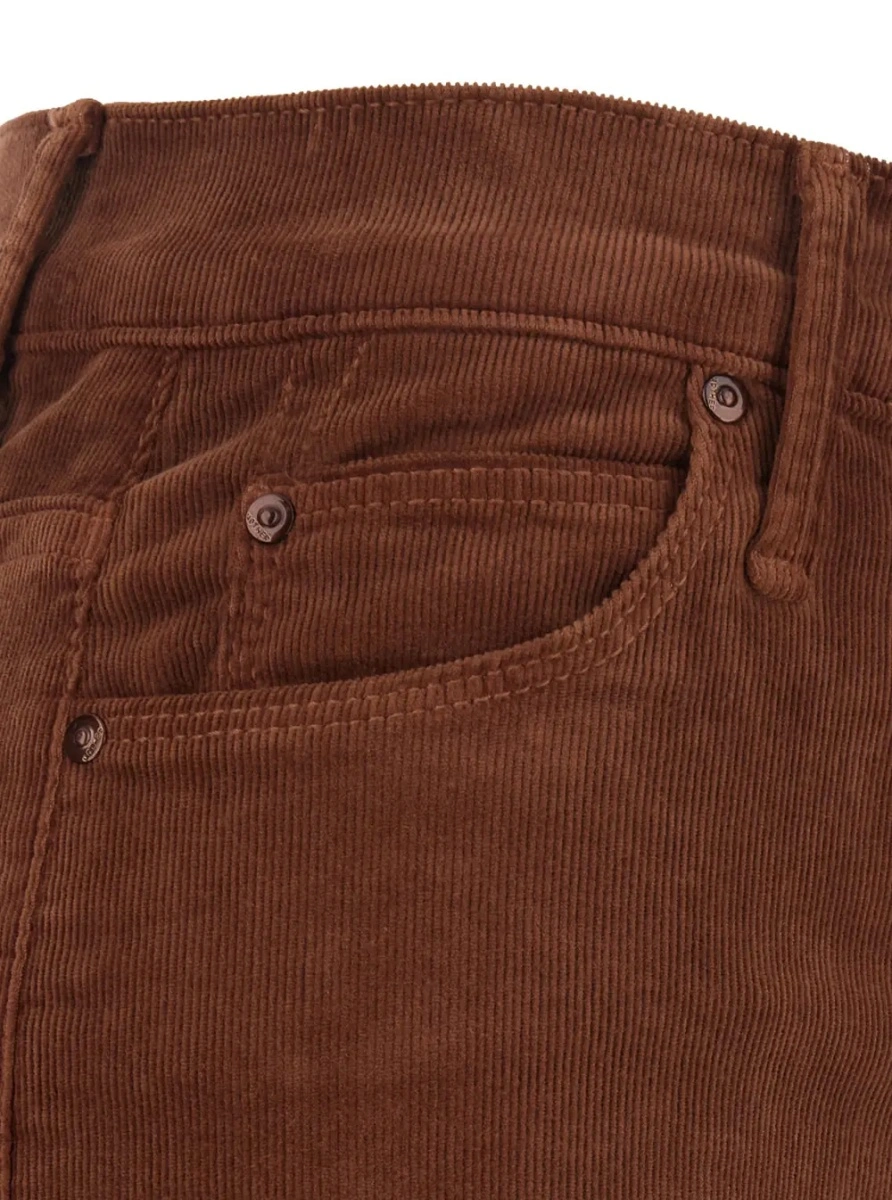 Pantaloni MOTHER maro din elastan si bumbac - Img 3